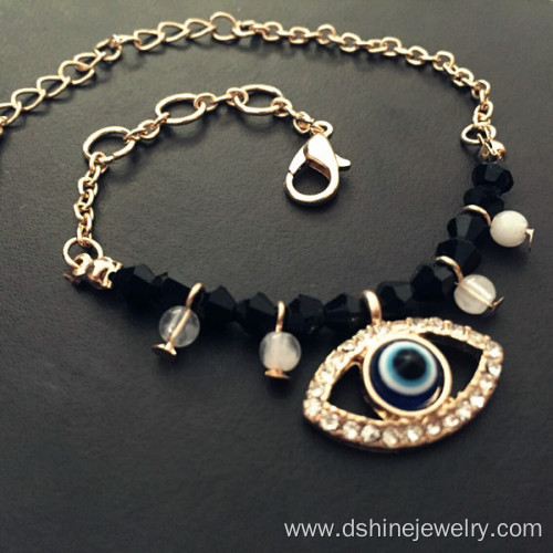 Chain Evil Eye Gold Bracelet Crystal Beads Pendant Bracelet